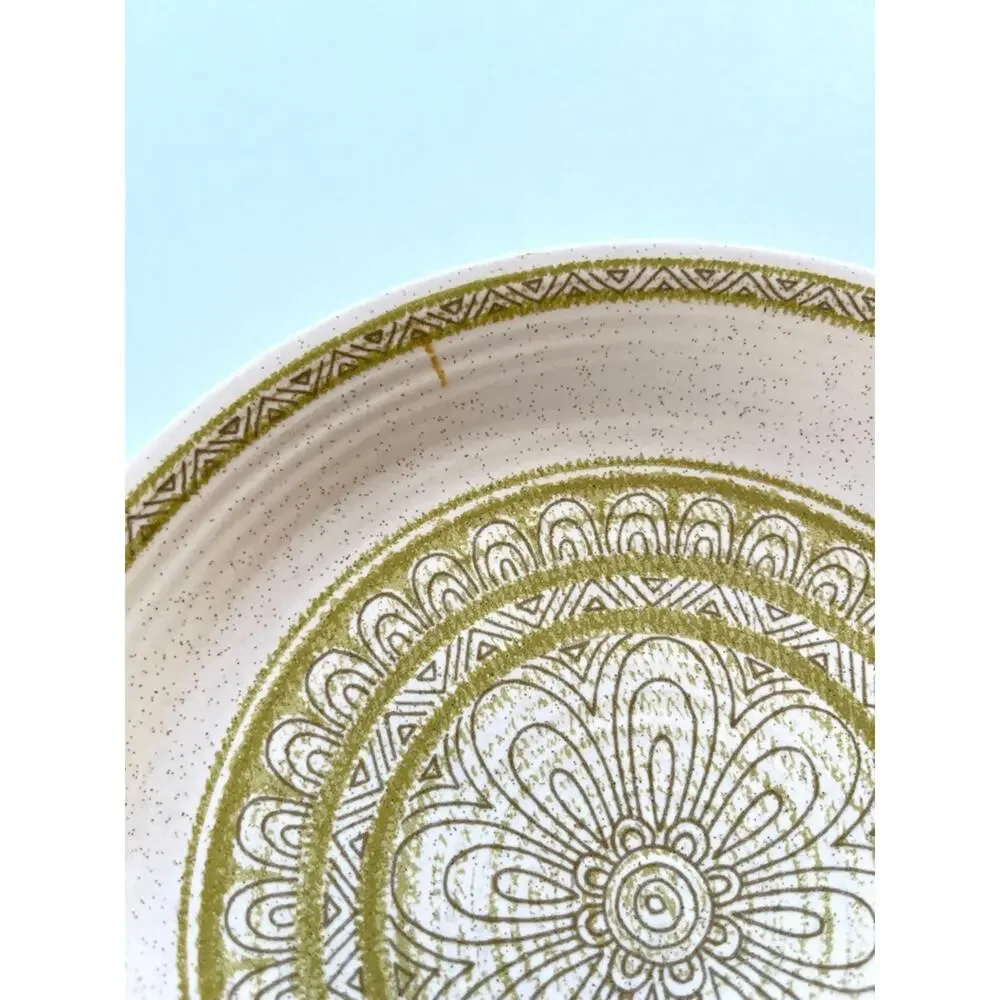 Vintage Franciscan Hacienda Green Earthenware Salad Plates Pair MCM Retro Design